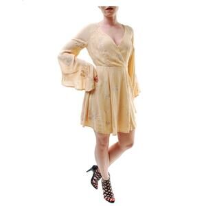 Free People Jasmine Bohemian Bell Sleeve Light Yellow Dress
